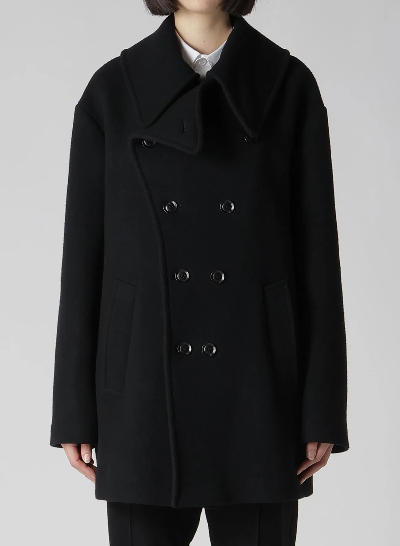 WOOL DOUBLE MOSSER SHORT COAT