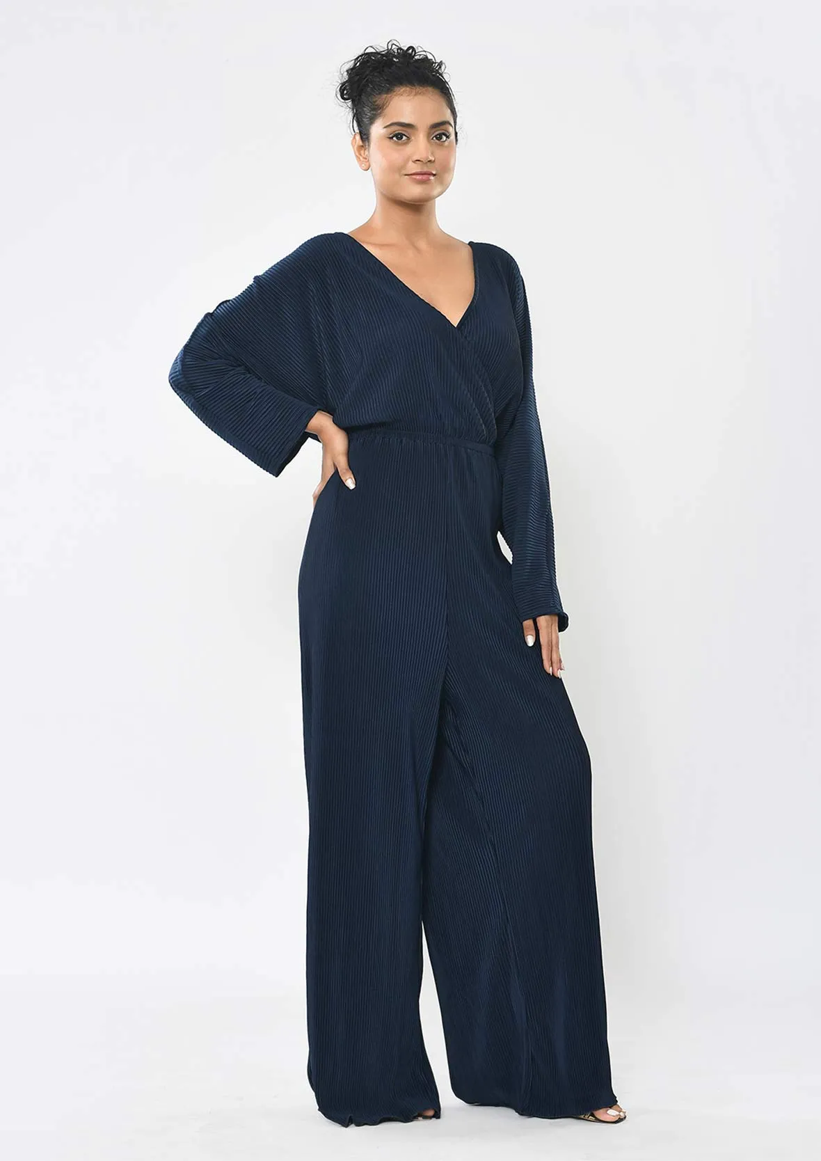 Wrap Front Pleated Jumpsuit