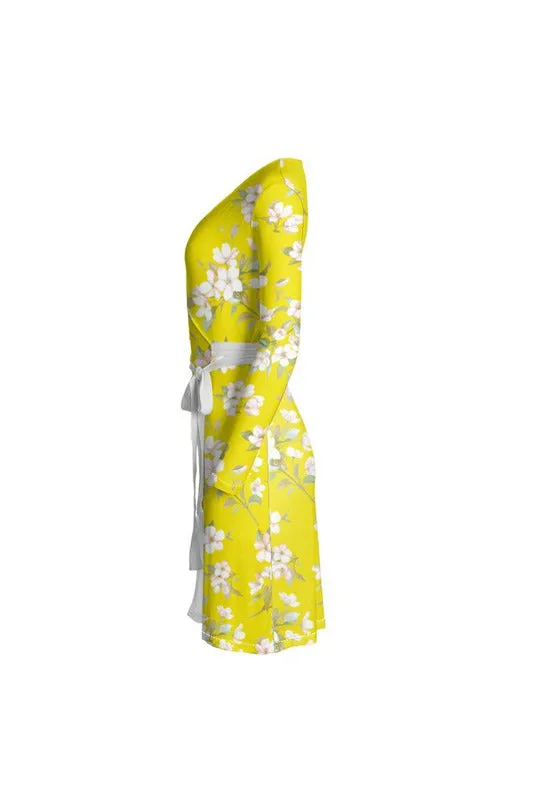 Yellow Floral Wrap Dress