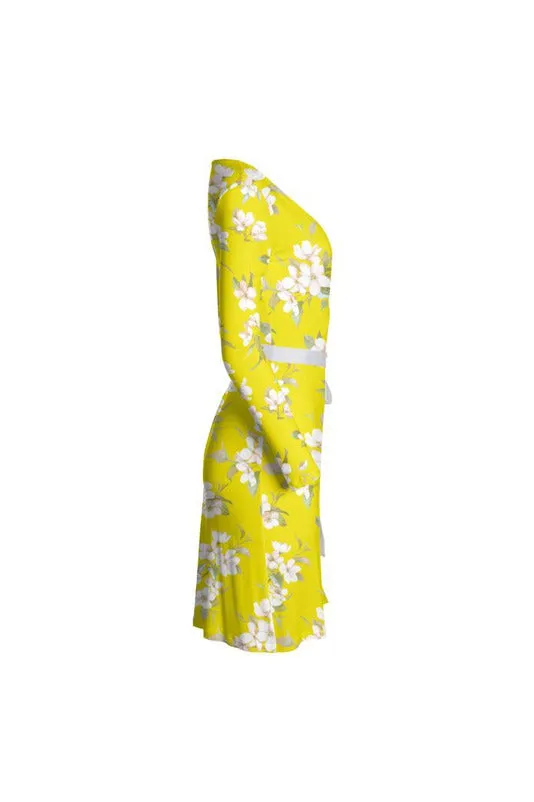 Yellow Floral Wrap Dress