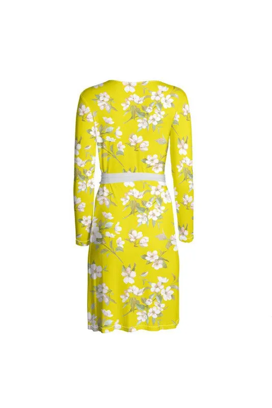 Yellow Floral Wrap Dress